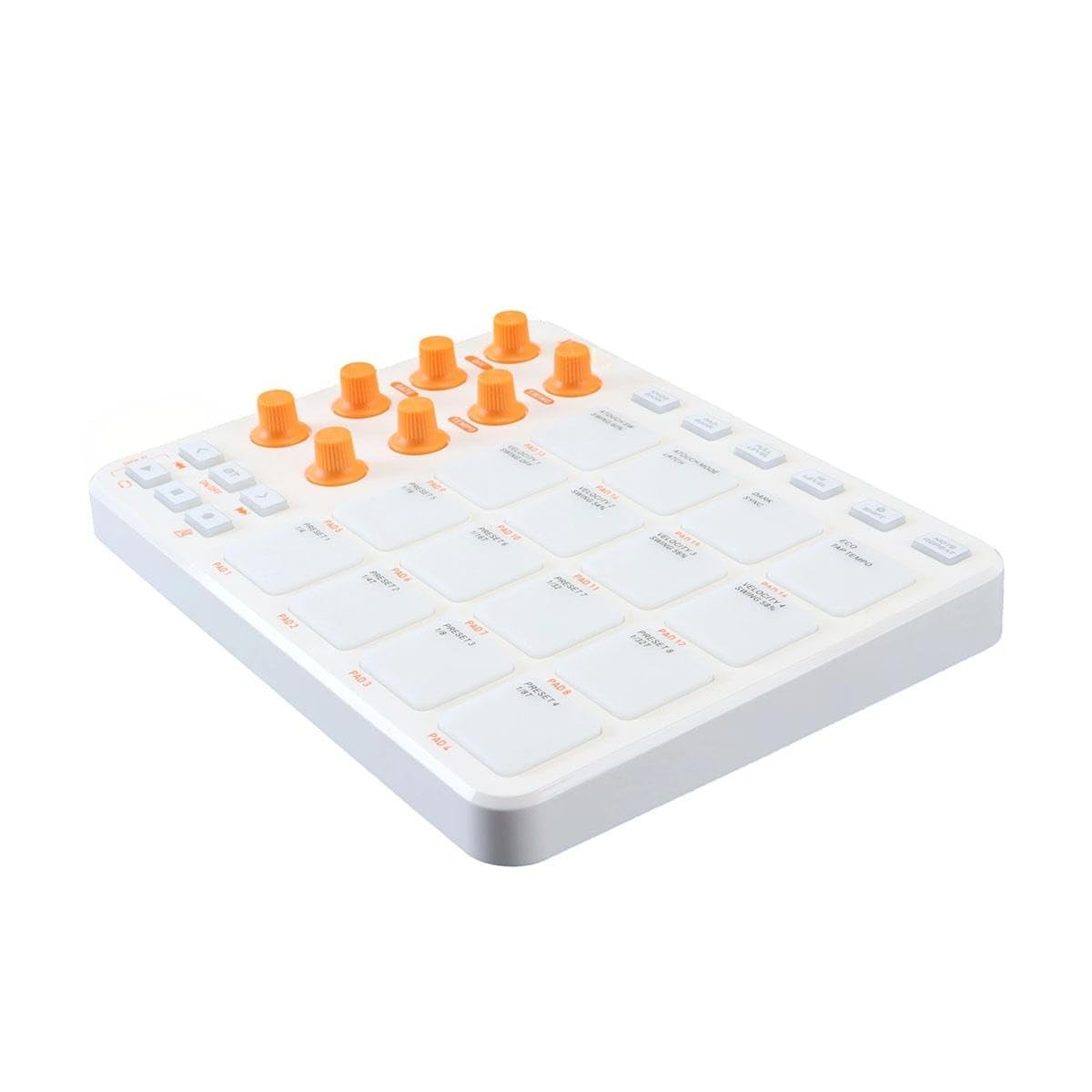 Ubric Strike Pad MIDI Controller per produzione musicale professionale con 16 RGB Beat Pad, 16 Step Sequencer, MIDI In/Out/Thru (bianco)