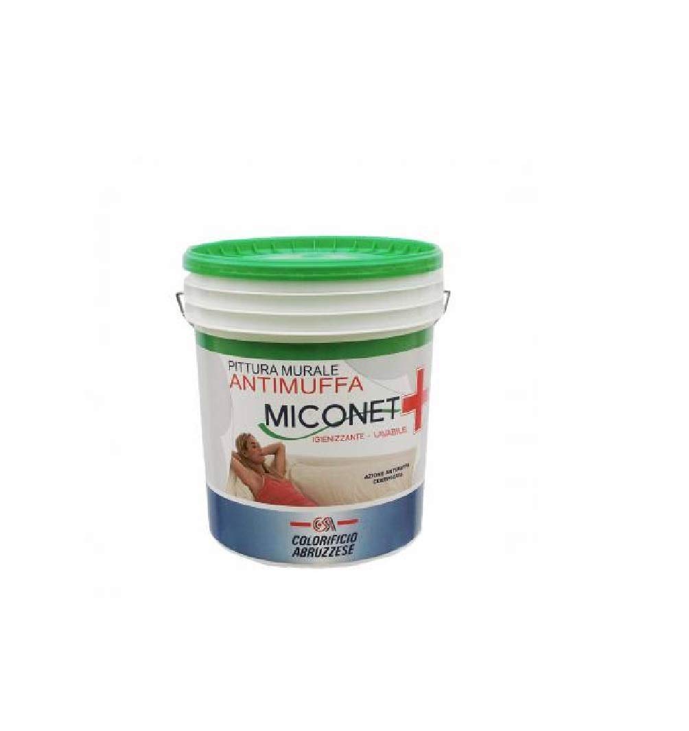 Pittura murale antimuffa, 14 LT., Acrilico, Idropittura lavabile igienizzante per interni, fino a 14 mq per litro, Pittura murale antimuffa per interni