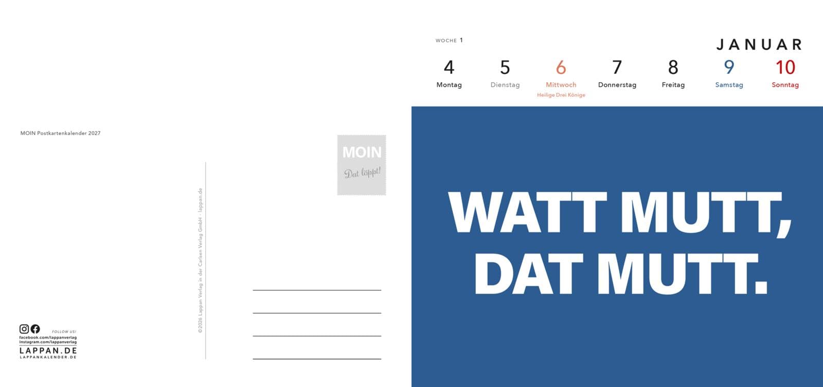 MOIN!: Postkartenkalender 2027: Nützt ja nix! | 53 Postkarten mit norddeutschen Sprüchen und Weisheiten. Humorvoll, nordisch, MOIN