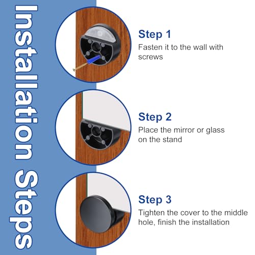 Image of uxcell 8 Pcs Frameless Mirror Mounting Hardware, Zinc Alloy Mirror Holders Mirror Mounting Clips Mirror Hanging Holders Brackets Kit with Screws & Anchors for Bathroom, Black