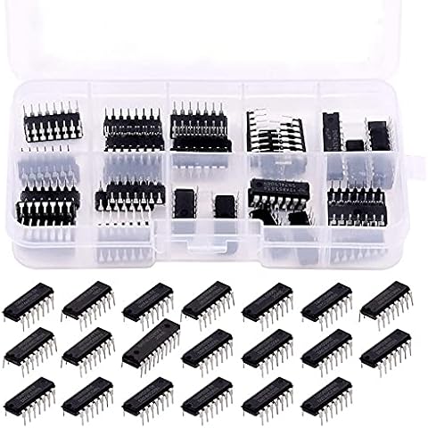 WZhen 40Pcs 20 Different Types 74Hcxx And 74Lsxx Series L0Gic Ic Assortment Kit With Container Low-Power Schottky L0Gic Ic Series Shift Output Registers Ic Chip For Ic Chip Work Cover