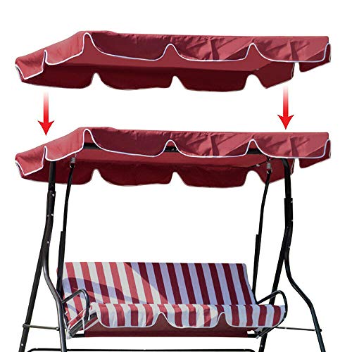 Porch Swing Canopy, Replacement Waterproof Swing Top Cover, Garden Swing Seat Replacement Canopy Sun Shade Awning Cover Outdoor Patio Ham-Mock Swing Canopy (Wine) #TOP1