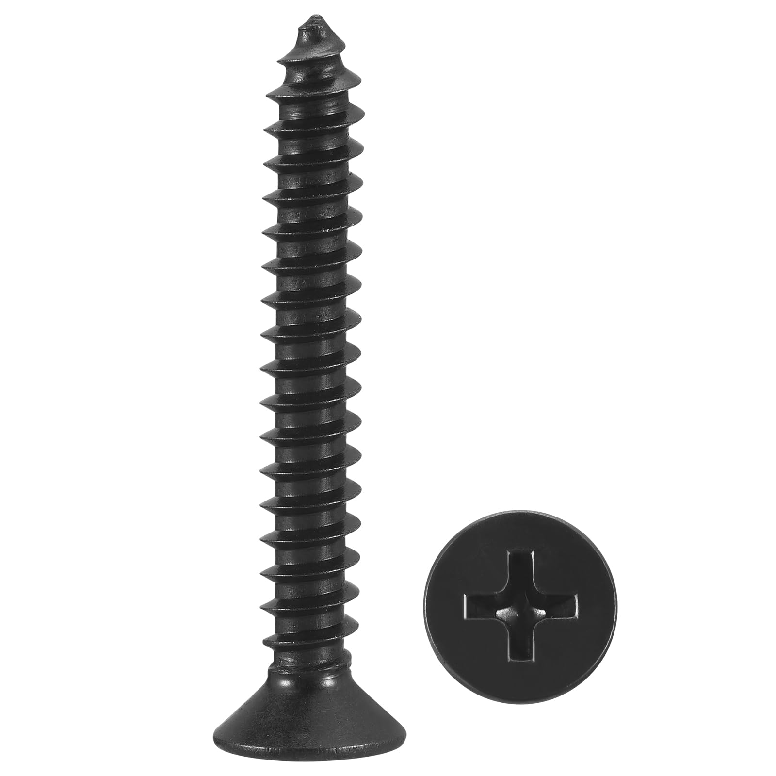 METALLIXITY Countersunk Phillips Wood Screw (#10x1-3/8") 50Pcs, 304 Stainless Steel Coarse Thread Phillips Drive Flat Head Wood Screws - for Furniture Installation Repair, Black — image 1