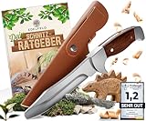 EDELFELD - Das Original - Schnitzmesser Kinder ab 6 Jahre - Sicheres Taschenmesser Kinder mit Fingerschutz - Schnitzmesser für Links- & Rechtshänder - Kinderschnitzmesser inkl. Scheide & Schnitzbuch