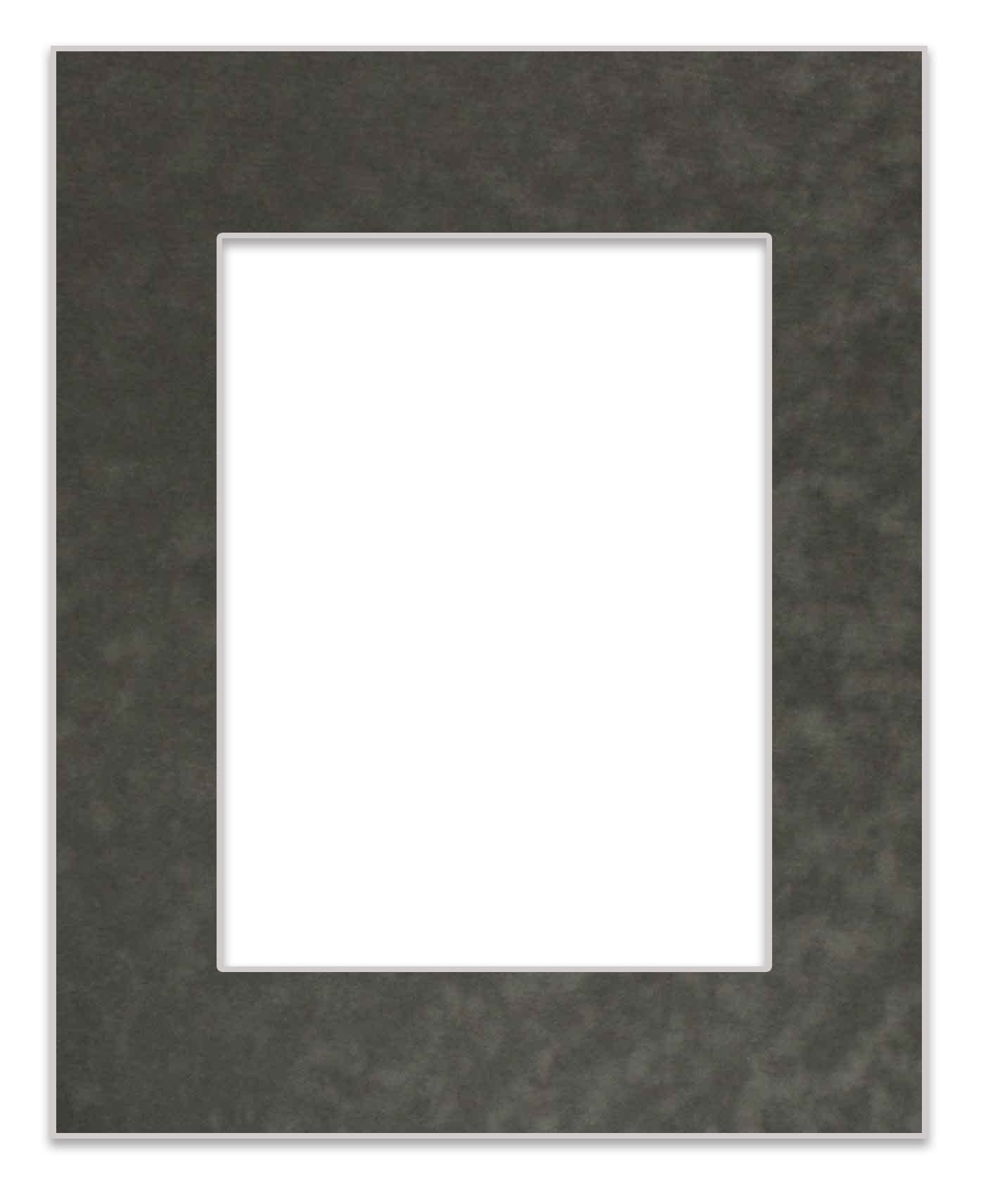 8.5x11 Mat Bevel Cut for 6x8 Photos - Acid Free Dark Grey Suede Precut Matboard - For Pictures, Photos, Framing - 4-ply Thickness