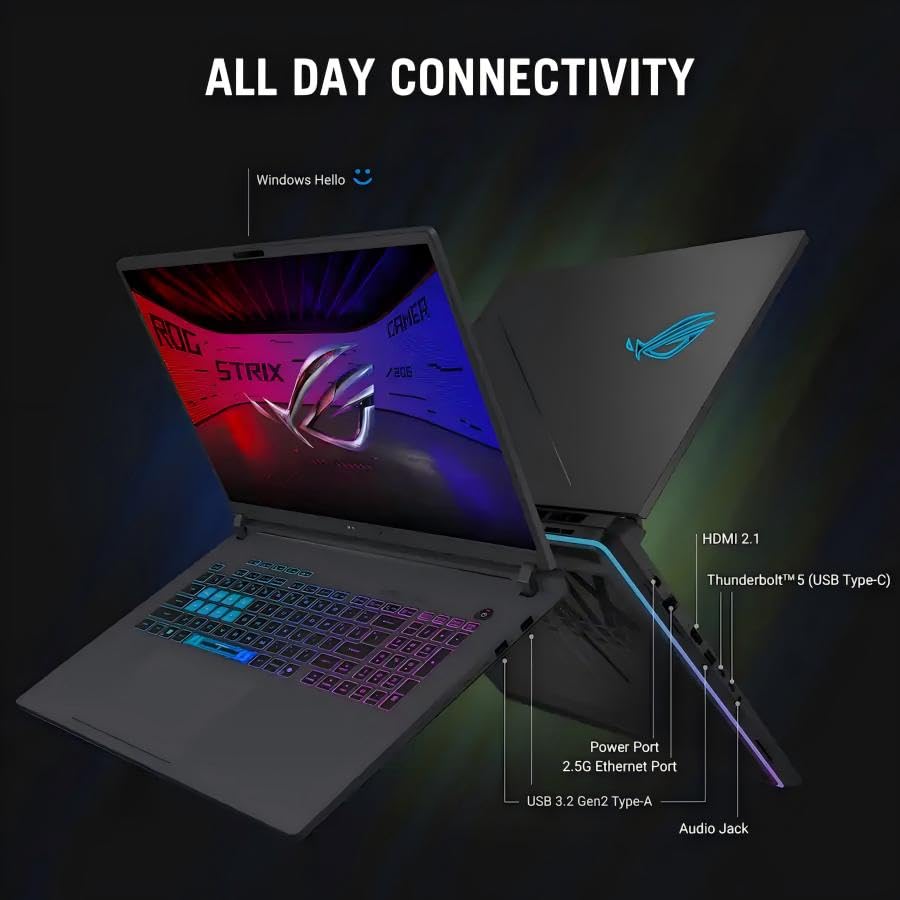 Image of ASUS 2025 ROG Strix G18 Gaming Laptop, Intel 24-Core Ultra 9 275HX(Up to 5.4 GHz), NVIDIA RTX 5080 16GB GDDR7, 18 inch 240Hz 3ms 2.5K Screen, 64 GB DDR5, 2 TB SSD, Wi-Fi 7, Backlit KB, Windows 11 Pro
