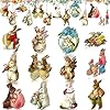 Huwena 36 pcs vintage easter wooden ornaments bunny wood cutouts rustic farmhouse easter decorations for home  urban country home decor