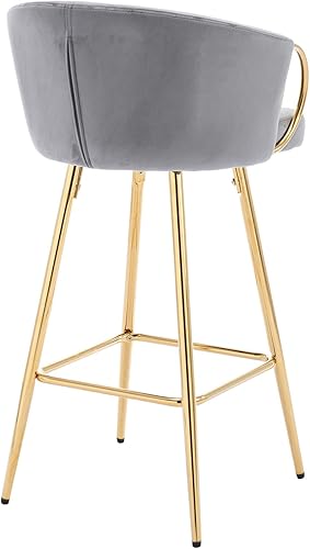 Miniatura 15 de Juego de 2 taburetes de bar de 26 pulgadas, sillas de isla de cocina con taburetes altos tapizados de terciopelo, taburetes de desayuno con respaldo