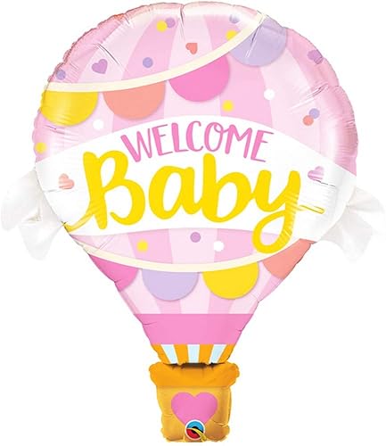 Qualatex Globo de aire caliente de 42" Welcome Baby Blue Foil