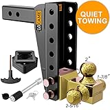 LOCAME Adjustable Trailer Hitch, Tri-Ball (1-7/8' , 2', 2-5/16'), Fits 2-Inch Receiver, 9 Inch...