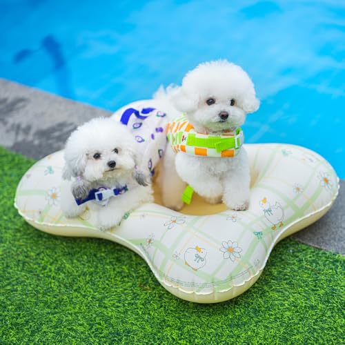 WINIZ Inflatable Dog Float for Small & Medium Dogs, Pet Pool Raft, Durable PVC, Stable & Comfortable Dog Float for Pool, Beach & Lake (Green, Bone)