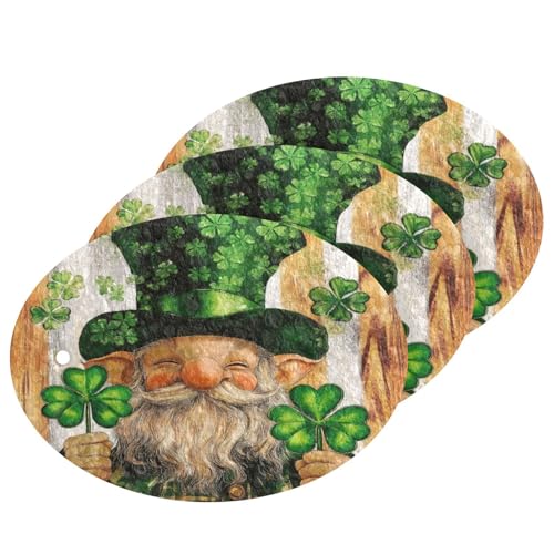Jihqo 3PCS Scrub Sponges St Patrick Leprechaun Gnome Irish Pop-up Dish Sponge for Cleaning Kitchen Bathroom Household Non-Scratch Scrubber