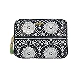 Sophia Joy Paisley Double Zipper Cosmetic Organizer – Travel Makeup Bag with Spacious Compartments, Stylish Black & White Pattern, Water-Resistant, Portable Toiletry Pouch for Beauty Essentials