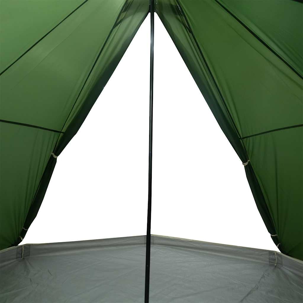 Tipi para 8 personas, verde, impermeable, a prueba de viento, con conector E para cable de extensión, ventilación, cremallera, ligera y portátil, tienda de camping