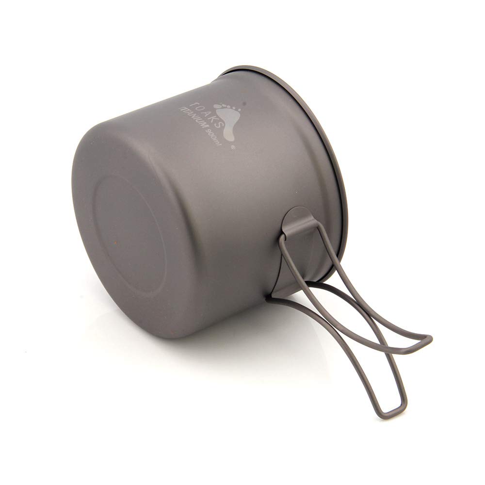 TOAKS - Tazza in puro titanio, ultraleggera, con coperchio e manico pieghevole