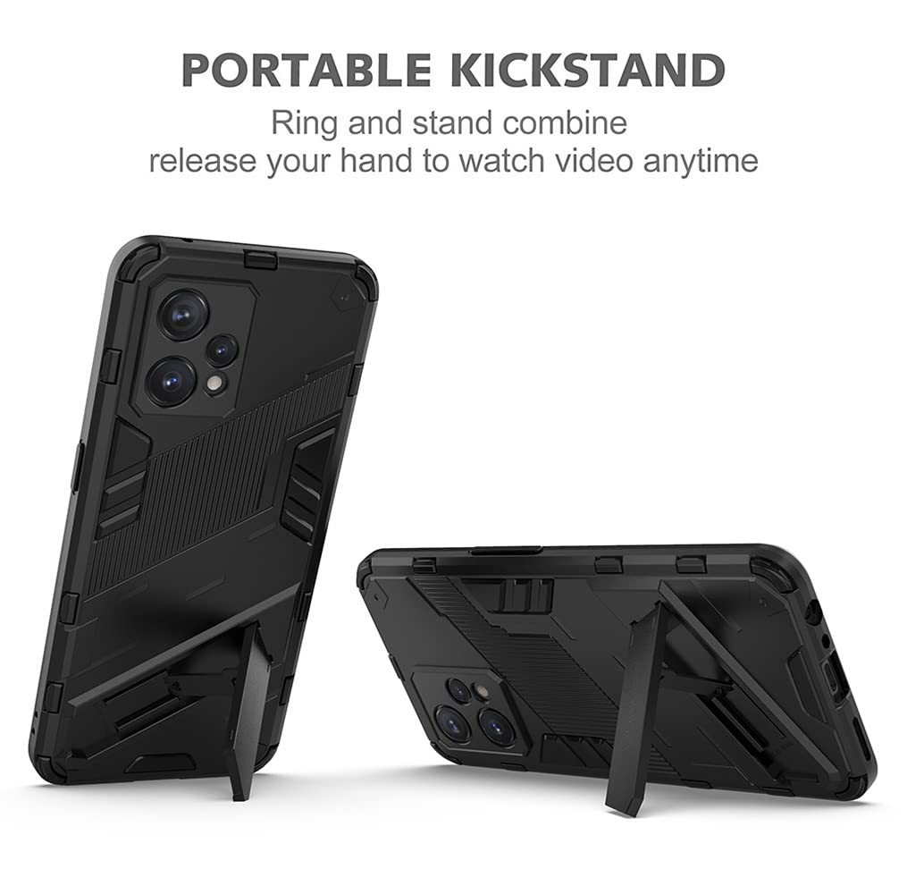 SEAHAI Cover per Realme 9 4G / Realme 9 PRO+ 5G (Realme 9 PRO Plus), [Militare Anti-Caduta] Cornice Paraurti in Silicone Morbido Ultra Sottile Custodia, con Supporto Pieghevole Kickstand, Blu