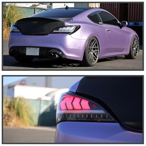 Spec-D Tuning Black LED Bar Sequential Tail Lights Compatible with 2010-2016 Hyundai Genesis 2Dr Coupe, Left + Right Pair Assembly