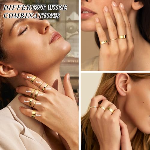 ADRAMATA 14K Gold Filled Stacking Rings - Set of Thin Band Plain Pinky & Thumb Finger Rings in Trendy Mid Statement Styles3