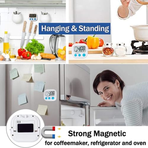 Image of Blue Tick Kitchen Timer and Countdown | Loud Ringer | 99 Miniute Setting | Magnetic or Stand | White | 6 Month Warranty
