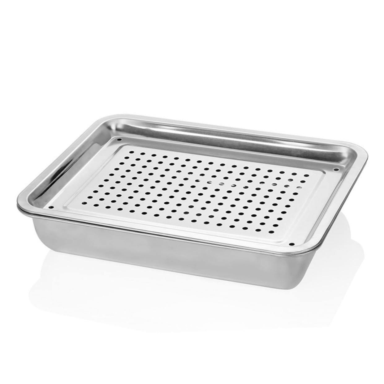 LABRIMP Vassoio Rettangolare per Scolare in Acciaio Inossidabile 36 X 27 CM, Scolapiatti Resistenti alla Ruggine, per Cucina e Cibi Fritti