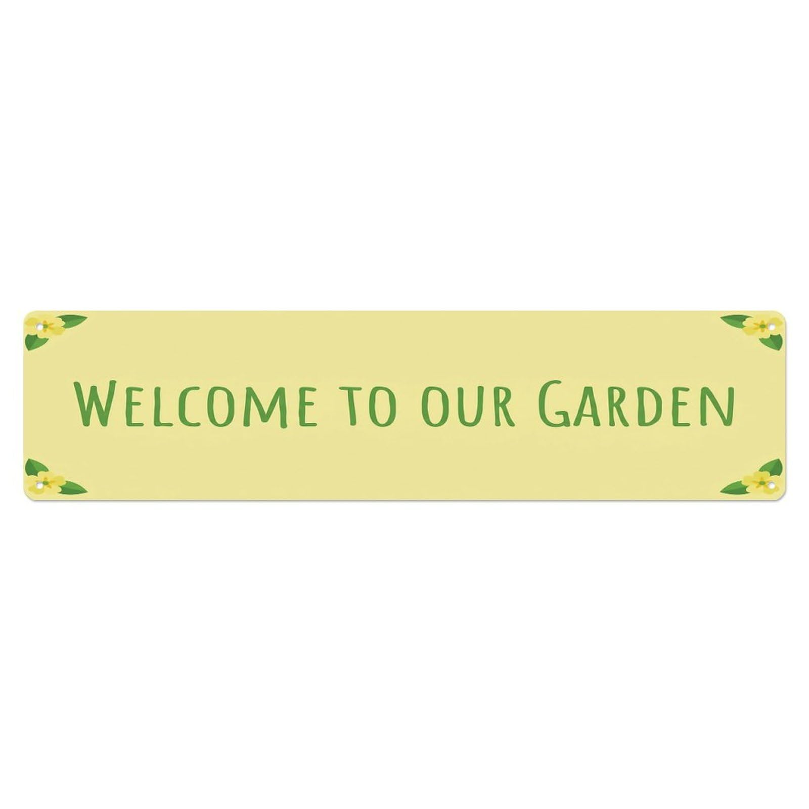 Vintage Welcome to Our Garden Primrose Metal Tin Sign