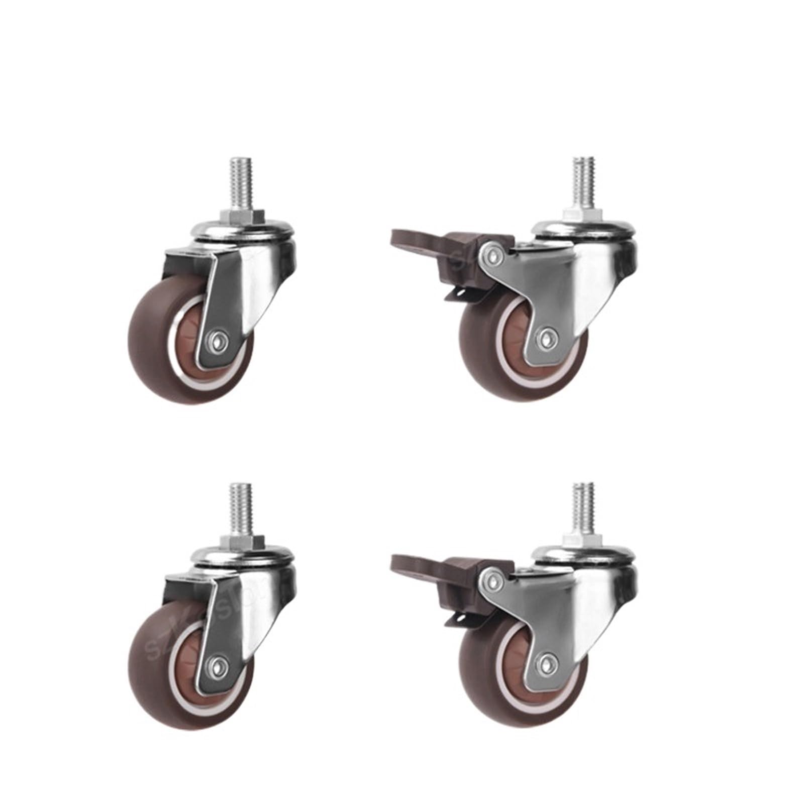 GYRAZXS 4pcs Soft Rubber Castor Wheels 1.25" Swivel Caster Rollers for Trolley Baby Crib & Bed Quiet and Durable 2 with Activity & 2 with Brake Household Accessory