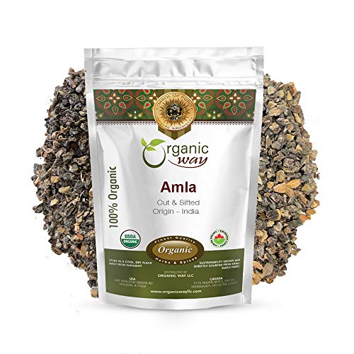 Organic Way Dried Amla/Indian Gooseberry Cut & Sifted (Phyllanthus emblica) - Organic & Kosher Certified | Raw, Vegan, Non GMO & Gluten Free | USDA Certified | Origin - India (1/2LBS / 8Oz)