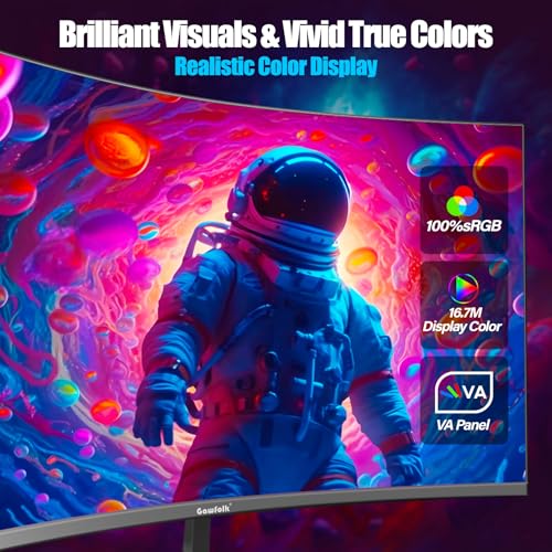 27 Zoll Curved Gaming Monitor 165Hz/ 180Hz, PC Bildschirm Full HD 1080P, Rahmenloses 1800R Computerbildschirm mit FreeSync und Eye Care Technologie, unterstützt VESA – Bild 3