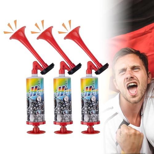 SxiGxiv 3 Stück Air Horn Signalhorn Zum Anfeuern Handheld Tröte Für Fußball Sportveranstaltungen Party & Maritime Sicherheit Tragbare Luftdruck Hupe