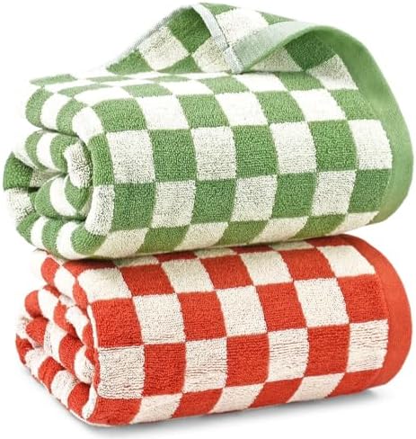 Amazon.com: Checkered Bath Towels for Bathroom Beach, 2 Pack Shower