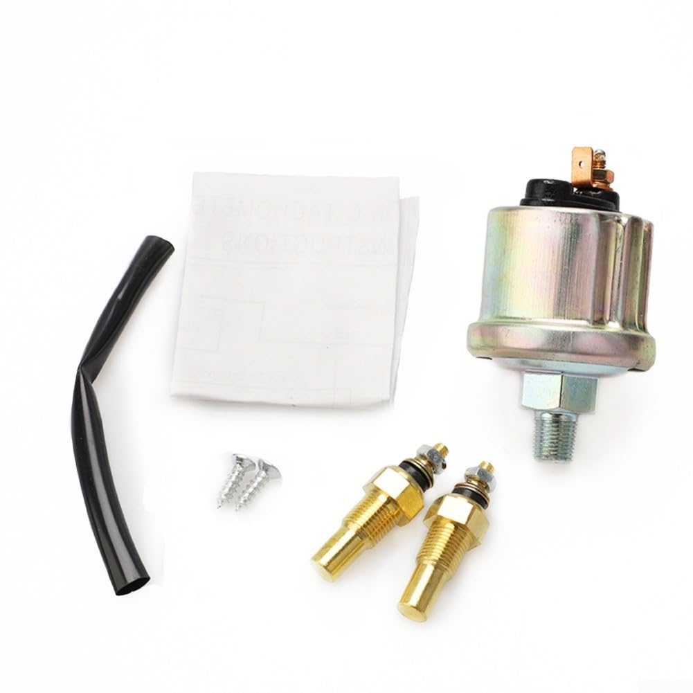 Tachimetro 4 in 1 per auto con sensore, 12 V, per motori a 4/6/8 cilindri, monitora la pressione della temperatura dell'olio dell'acqua, 0-11000 giri/min, retroilluminazione rossa e blu, 12,7 cm
