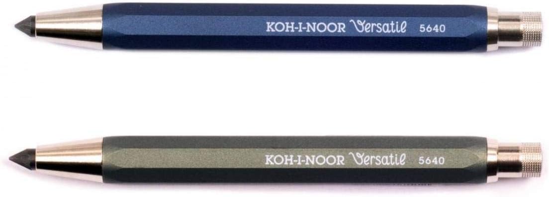 Koh-I-Noor 5640 - Metal mechanical pencil automatic with lead sharpener, mine strength 5.6 mm - Set of 2, Blue and Green