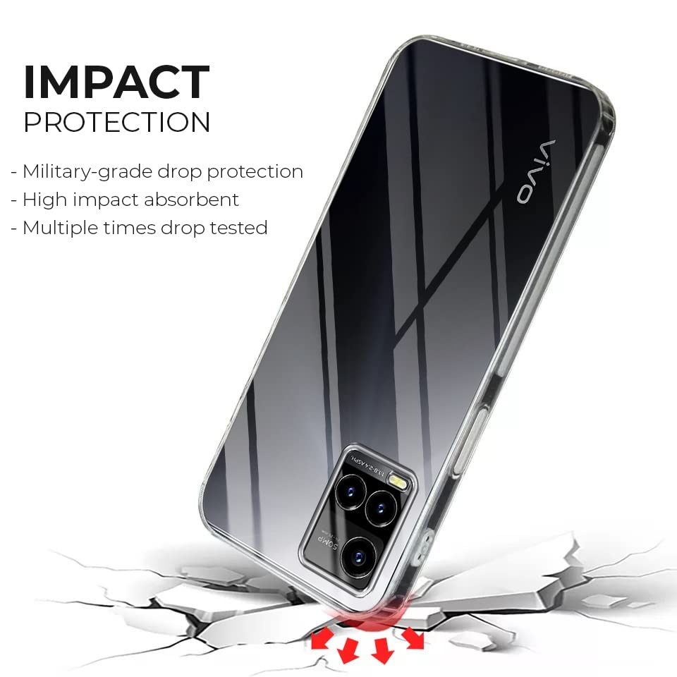 Image of Jkobi Back Cover Case for Vivo Y33T | Vivo Y21T | Vivo Y21s (Silicone Crystal Clear | Pure Camera Protection | Soft and Flexible for Charger and Headphone sockets | Shockproof Bumpers | Transparent)