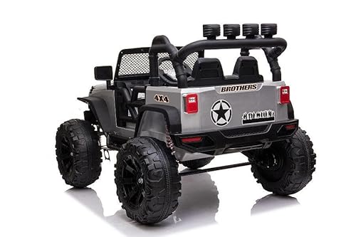 Kinderfahrzeug - Elektro Auto Offroad,24V Akku, 2x200W Motoren Lackiert Silber 2,4Ghz+Ledersitz+Eva (Silber)