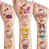 Tattoo Kinder Mädchen,8 Blätt Anime Sanrio Kinder Tattoo Hautfreundlich Kawaii Hello Kitty/My Melody/Kuromi Tattoo Sticker Wasserdichte Cartoon Kindertattoos,Mitgebsel Kindergeburtstag Gastgeschenke
