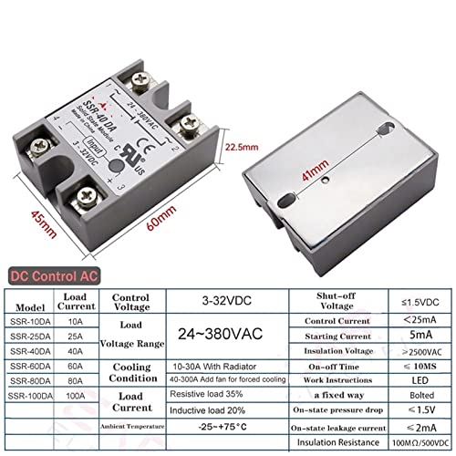 Relais semi-conducteurs SSR 40A module statique DC-AC pour contrôle PID de température - 2