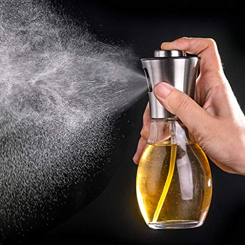 Kidirt Oil Sprayer Bottle - 200ML Cooking Mister Spray Bottle Stainless Steel Oil Sprayer for Cooking Glass Bottles with Spray Pump Barbecue Spray Bottle Party Essentials