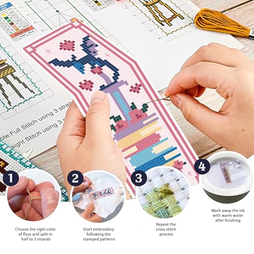 Image of FREEBLOSS 6pcs Cross Stitch Bookmark Kit for Adult Beginners Stamped Tarot Pattern Cross Stitch Kits Embroidery Bookmarks Craft Kit with Instructions for Gift 11CT 8 inchx2.4 inch