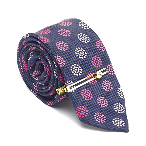 Image of LOUIS STITCH Mens Silk NeckTie Golden Tiepin Gift Combo Set With Pocket Square Cufflinks Brooch Tie Golden Tiepin (Suit Accessories) (Britain)