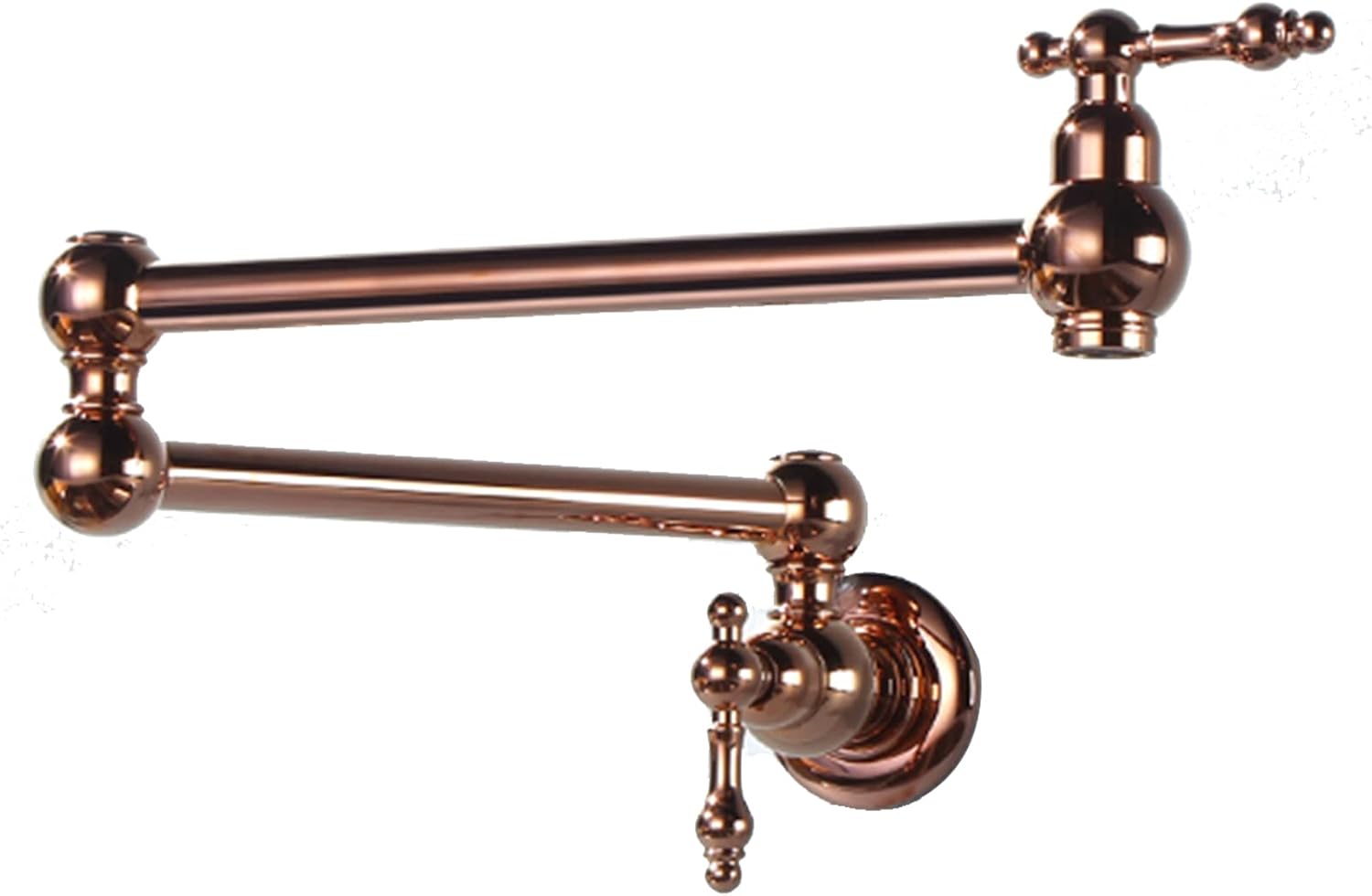 Wall Mounted Pot Filler Faucet Single Cold Foldable Kitchen Brass Swivel Stretchable Sink Hole Dual Switch Double Joint Swing Arm,Gold(Gold)