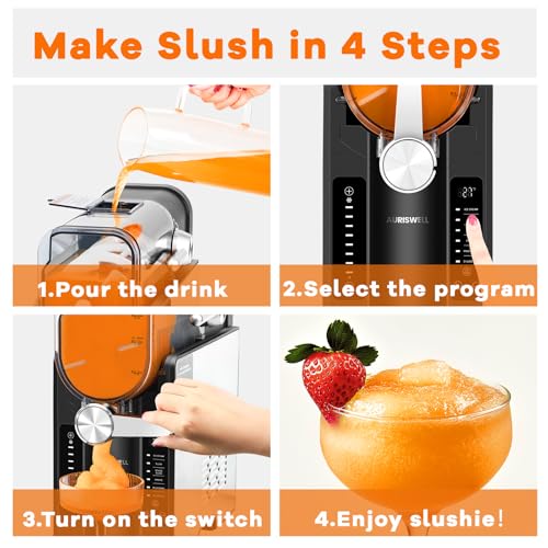 Slushie Machine for Home - 88oz No Ice Needed Frozen Drink & Slushy Maker with Auto-Clean, 6 Preset Programs (Margaritas, Frappés and More) & LED One-Touch 12h Reservation for Summer Party