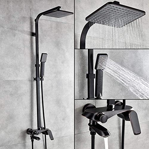 Robinet mélangeur de douche noir et bronze de 8 pouces pour baignoire chic