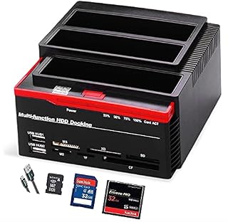 2.5"/3.5" USB 3.0 to 2 SATA Ports 1 IDE Port External HDD Hard Drive Docking Station Card Reader USB3.0 Hub with OTB/OTC Offline