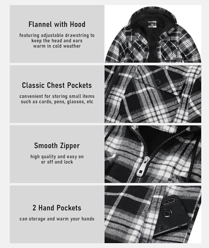 Image of GEEK LIGHTING Men's Flannel Shirts Jacket Sherpa Lined Fleece Plaid Hoodie Long Sleeve Winter Warm Coat