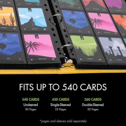 Image of Vault X Slim Ring Binder, 540 Cards, fits 9 Pocket Pages, Exo-Tec Material, 3 D-Ring Folder, for Trading Cards (Yellow)