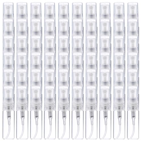 Mini botellas de spray de 60 piezas, botellas de muestra de perfume recargables de 3 ml, atomizador de perfume de niebla fina recargable para limpieza, aceites esenciales