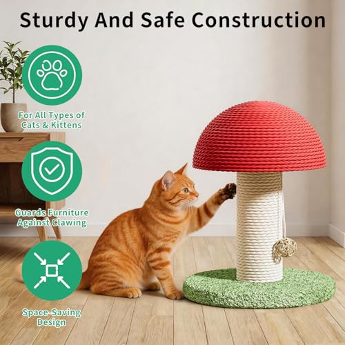 Rascador Para Gatos Pequeño De Sisal Con Forma De Hongo miniatura 4