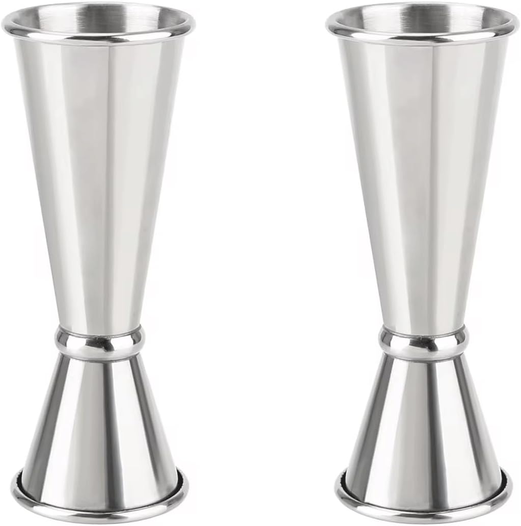 2Pcs 304 Stainless Steel Cocktail Jigger for Bartending, 2 oz 1 oz Measuring Jigger,Ounce Measuring Cup Double Sided Jigger, Bartender Accessories Bar Tools, Shot Glass Measuring Cup Kitchen Tools