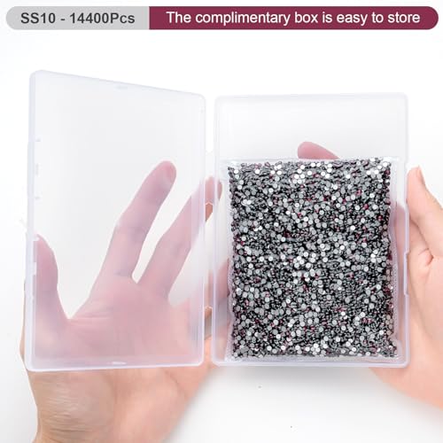 Image of Flatback Rhinestones Bulk, 14400PCS Purple Rhinestones for Clothes DIY Decoration Crafts, Purple, SS10, 2.7-2.9mm