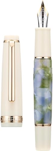 Jinhao 82 - Mini pluma estilográfica acrílica, punta mediana iridio con convertidor de tinta, mini bolígrafo de viaje de bolsillo corto verde algas